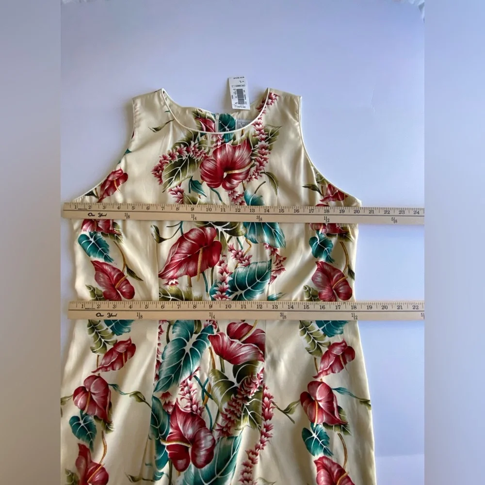 YOUNG HAWAII Sears Cream Tropical Maxi Dress with Red & Teal Floral Print - Picture 15 of 16